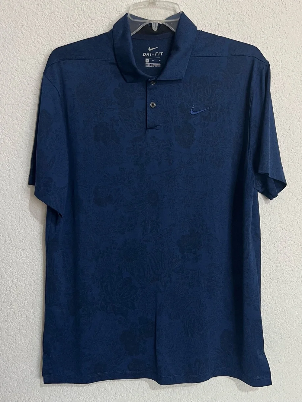 Nike Navy Dry Fit Textured Mesh Golf Polo Medium